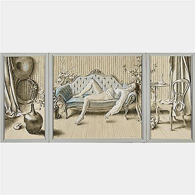 TRIPTYCH: STILL LIFES WITH RECLINING NUDE