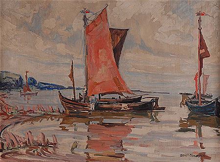 "Curonian fishing boats in Nida" by George Lehmann-Fahrwasser - Auction record, sale price, and art valuation. Compare with similar artists and explore comparable artworks.
