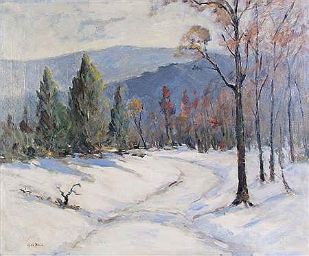 Sample artwork by George C Baum (1884 - 1974), known for impressionist rural landscape painting, farm scenes, floral still life - View similar artists and auction records