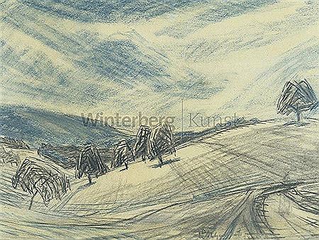 Hügelige Landschaft mit Bäumen