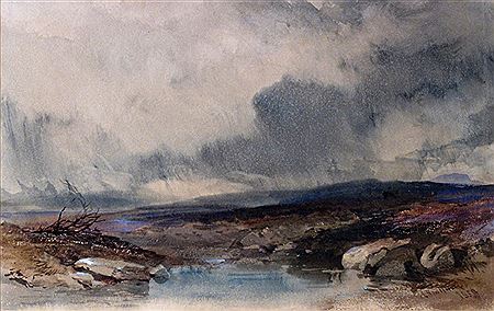 A passing shower over moorland