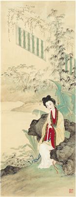 A MAIDEN SITTING IN THE GARDEN