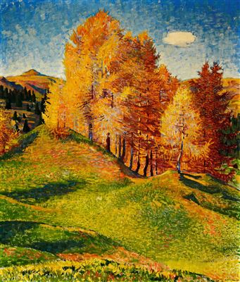Lärchengruppe im Herbst - Bündnerland