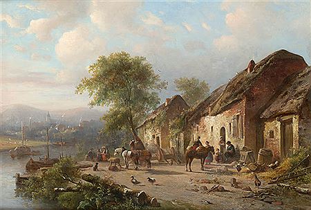 Landscape with inn