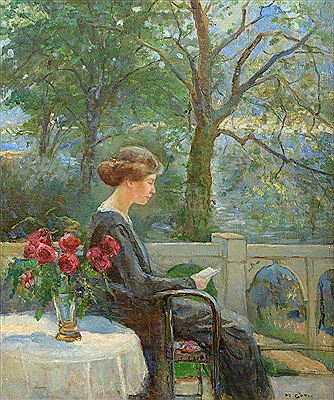 Woman Reading on a porch by Maurice Goth - Auction record, sale price, and art valuation. Compare with similar artists and explore comparable artworks.