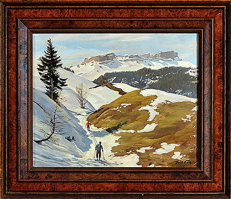 Skifahrer vor Bergkulisse