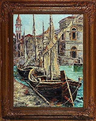 Chioggia - Segelboote am Anlegeplatz mit Blick zur Kathedrale