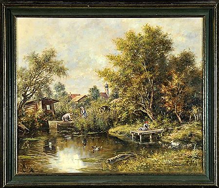 "Idylle am Dorfteich" by Ludwig Wiedenmann - Auction record, sale price, and art valuation. Compare with similar artists and explore comparable artworks.