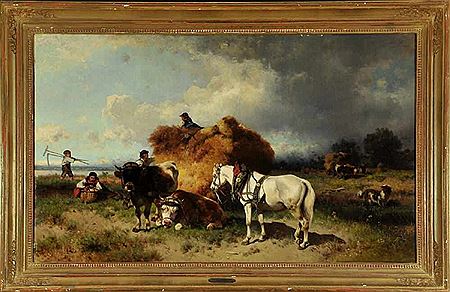 Bauern bei der Heuernte