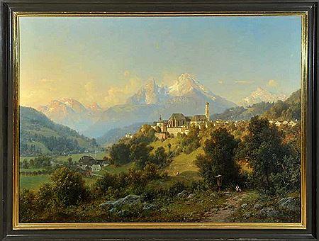 Blick auf Berchtesgaden, im Hintergrund der Watzmann