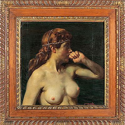 Odalisca tentatrice con perle tra i capelli