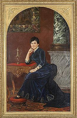 Ritratto di signora con abito blu
