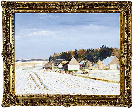 Winter sun over Kostelec by Karel Jan Sigmund - Auction record, sale price, and art valuation. Compare with similar artists and explore comparable artworks.