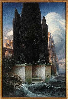 'Felseninsel mit von Bronzelöwen bewachten Anleger' by Karl Plock - Auction record, sale price, and art valuation. Compare with similar artists and explore comparable artworks.