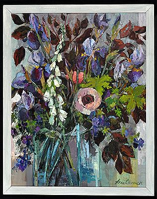 Assorted flowers in a glass vase