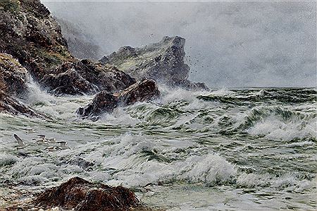 A rocky coastal scene with seagulls in flight by Harry Henry James Sticks - Auction record, sale price, and art valuation. Compare with similar artists and explore comparable artworks.