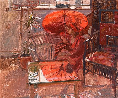 "Valerie: red and grey (The Red Parasol)