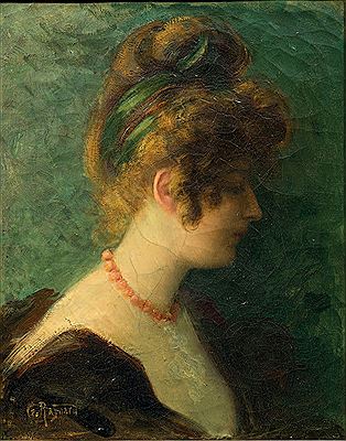 Portrait de femme au ruban vert