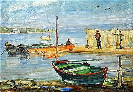 "Fischer auf der Reichenau", die Netze aufhängend, über ihnen Möwen kreisend, im Vordergrund Ruderboot by Karl Einhart - Auction record, sale price, and art valuation. Compare with similar artists and explore comparable artworks.