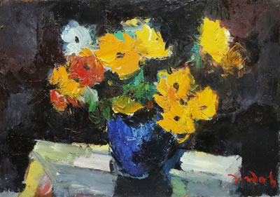 Flowers in Blue Vase