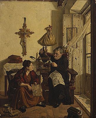 Dando de comer al jilguero by Fernando Martinez Checa - Auction record, sale price, and art valuation. Compare with similar artists and explore comparable artworks.