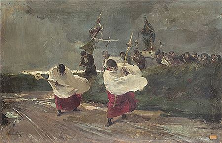Sample artwork by Vicente Borras Y Abella (1867 - 1945), known for luminous portrait, genre, landscape, seascape and interior scene painting, teaching - View similar artists and auction records