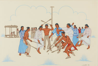 Creek Stickball Game Between Men and Women