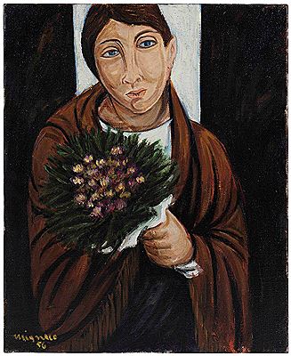 La fioraia, 1956 by Giuseppe Migneco - Auction record, sale price, and art valuation. Compare with similar artists and explore comparable artworks.