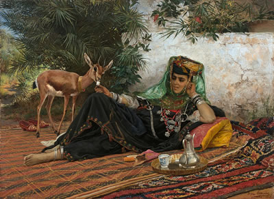 Sample artwork by Eugene Alexis Girardet (1853 - 1907), known for realist style figure and desert landscape painting, orientalism themes - View similar artists and auction records