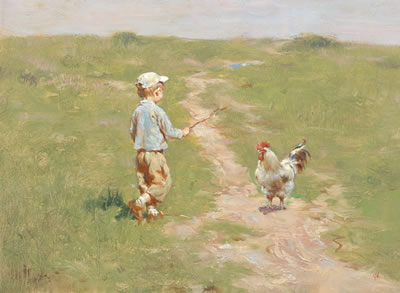 Boy and a Rooster