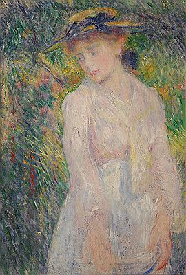 Girl with straw hat by Georges Morren - Auction record, sale price, and art valuation. Compare with similar artists and explore comparable artworks.