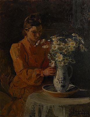 Young woman with flowers