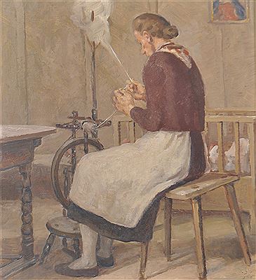 Bäuerin aus dem Eggental am Webstuhl, 1943