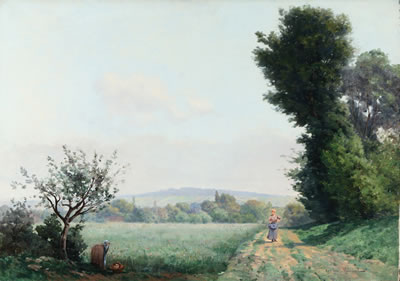 Landscape with figure on the road