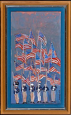 Soldiers with American Flags