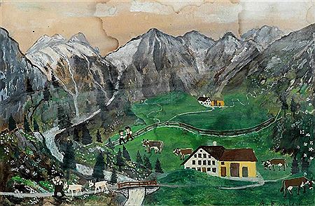 Alpfahrt mit Appenzeller Panorama, rückseitig weite Alplandschaft
