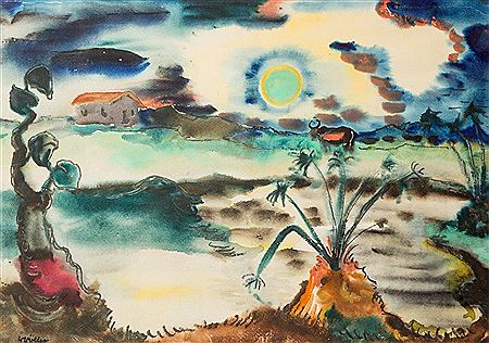 Landscape with a cow