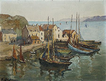 Small port to Audierne by Fernand Jeanneau - Auction record, sale price, and art valuation. Compare with similar artists and explore comparable artworks.