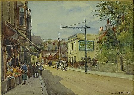 Street scene Ore, Hastings 1927 by Francis Browne Tighe - Auction record, sale price, and art valuation. Compare with similar artists and explore comparable artworks.
