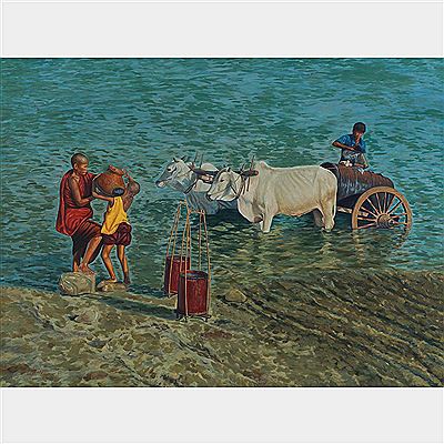Fetching Water by Aung Kyaw Htet - Auction record, sale price, and art valuation. Compare with similar artists and explore comparable artworks.