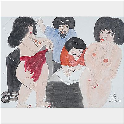 Two Artists and Two Models