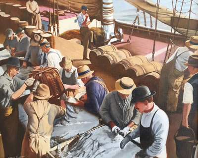 Unloading the Catch by Steve Toomey - Auction record, sale price, and art valuation. Compare with similar artists and explore comparable artworks.