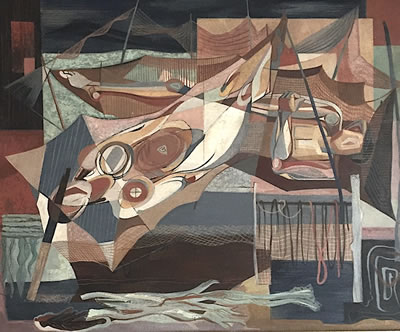 Sample artwork by Mary Spencer Nay (1913 - 1993), known for modernist portrait painting, surrealism - View similar artists and auction records