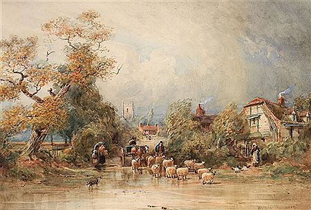 RURAL SCENE WITH A DISTANT CHURCH