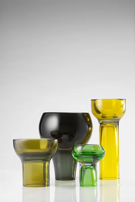 Group of Four Rare Clessidra a Fungo Vases