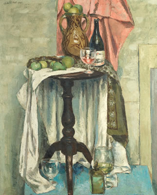 Still Life with Apples and Wine on a Table