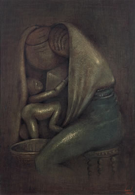An embrace: mother and child