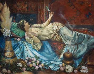 Sample artwork by Francesco Ballesio (1860 - 1923), known for orientalist theme painting, romanticized female figure - View similar artists and auction records