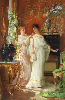 Sample artwork by Frans (Franz) Verhas (1827 - 1897), known for female portrait and genre paintings in luxurious interiors, animals, history, still life - View similar artists and auction records
