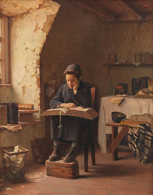 A Yeshiva boy reading